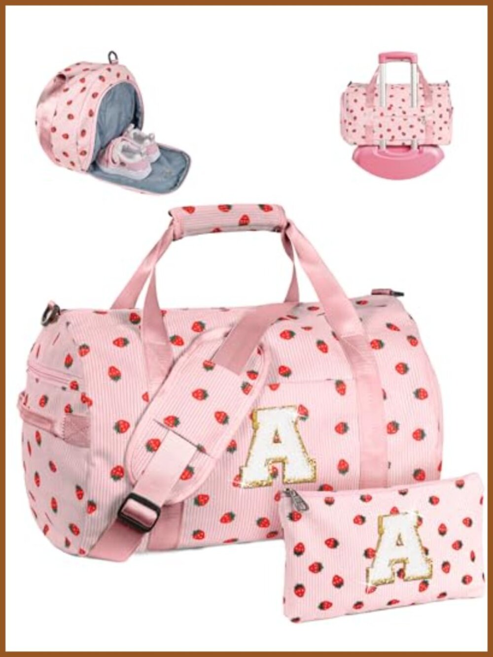 Girls Initial Duffel Bag Set Dry Wet Gym Dance Travel Bag Weekender